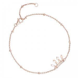 Pulsera coronita con piedras, rosada