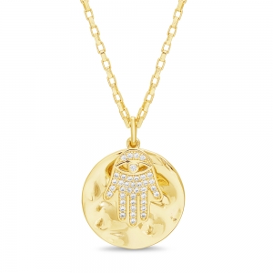 Conjunto medalla con manito pavee, amarillo