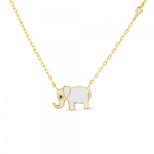 Conjunto amarillo con elefante esmalte blanco
