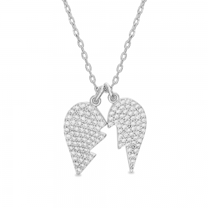 Conjunto corazon partido pavee, blanco