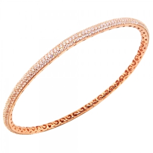 Esclava linea Premium, redonda, pavee, sin fin, calada por dentro, rosada