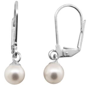 Par aros perla, colgantes, sistema brisura, 7 mm