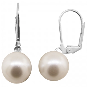 Par aros perla, colgantes, sistema brisura, 12 mm