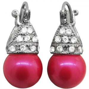 Par aros lady capricho perlas rosadas 10 mm