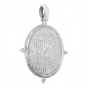 Colgante relicario,  premium, pavee, piedras blancas , calado