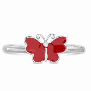 Anillo mariposa esmalte rojo