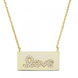Conjunto rectangular love amarillo y piedras blancas