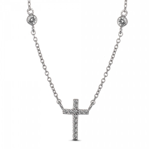 Conjunto cruz piedras blancas
