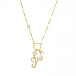 Conjunto notas musicales, con piedras, amarillo