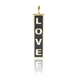 Dije barrita amarilla " Love " esmalte negro
