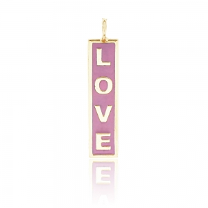 Dije barrita amarilla " Love " esmalte rosado