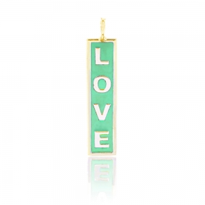 Dije barrita " Love " esmalte verde, amarillo
