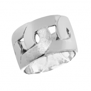 Anillo trenza jala grande, partes satinadas, platabella