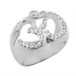 Anillo Om con piedras, platabella
