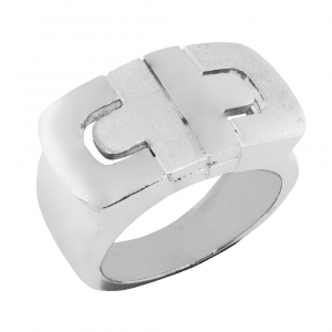 Anillo parentesis platabella, sin piedra, satinado modelo 1