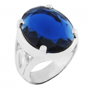 Anillo oval 20 x 15, piedra azul, platabella
