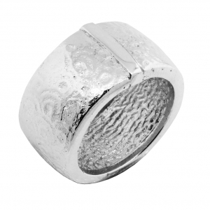 Anillo cinta bombe repujado circulos, platabella