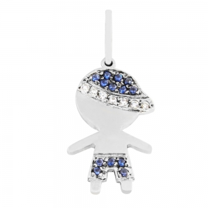 Colgante nene new con piedras, azules y blancas, platabella