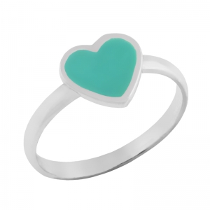 Anillo corazon esmaltado turquesa