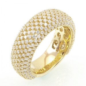 Anillo premium, medio sin fin ancho, pavee, calado internamente, amarillo