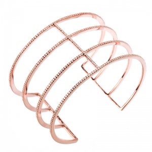Esclava linea premium, rigida, de piedras, rosada

