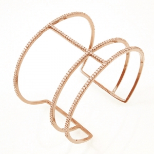 Esclava linea premium, con piedras , rosada