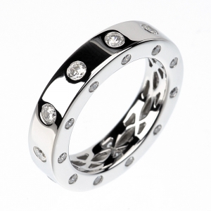 Anillo linea premium, sin fin, piedras por todo el cuerpo, blanco