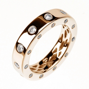 Anillo linea premium, sin fin, piedras por todo el cuerpo, rosado