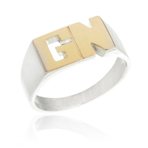 Anillo sello rectangulo chico double. 0,7 x 1, 3 cm