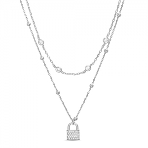Conjunto candado, doble cadena, bolitas y piedras 