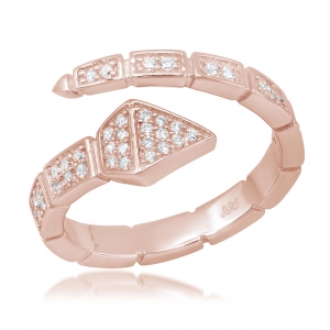 Anillo punta, linea premium, pavee, abierto, rosado