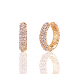 Par aros argolla, linea premium, pavee, rosadas, abiertas (sin perno)