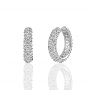 Par aros argolla, linea premium, pavee, blancas, ajustables ( sin perno )