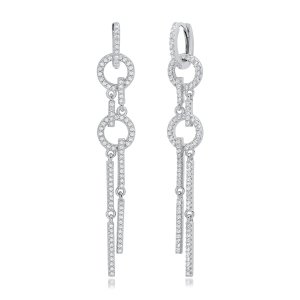 Par aros largos, colgantes, circulos y barritas. Largo aprox 5,5 cm 