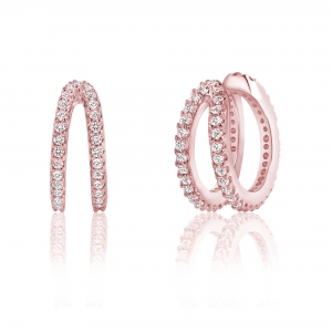 Par aros linea premium , argollas doble , rosados, ajustables