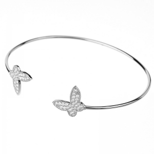 Esclava linea premium, abierta, mariposas pavee, blanca