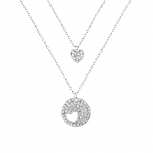 Conjunto doble, corazon y circulo pavee calado 