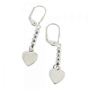 Par aros colgantes corazon, bolitas, cierre brisura 