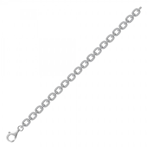 Pulsera linea premium, eslabonada pave, color blanco