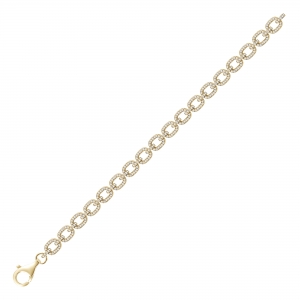 Pulsera linea premium, eslabonada pave, color amarilla