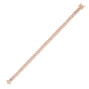 Pulsera cuban link con piedras , ancho 6 mm, cierre cajon , rosada