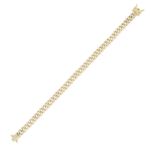 Pulsera cuban link con piedras , ancho 6 mm, cierre cajon , amarilla