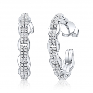 Par aros argolla linea premium, piedras blancas 
