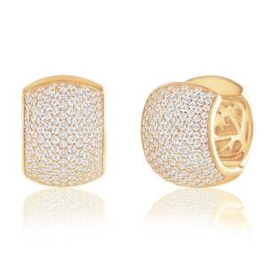 Par Aros linea Premium, argollas, anchas, pavee, amarillas