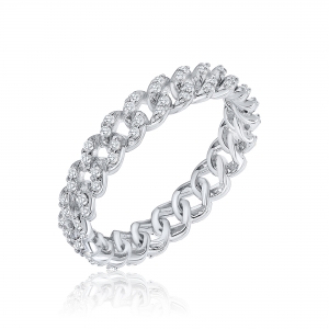 Anillos linea premium, tipo eslabonado, pavee, blanco