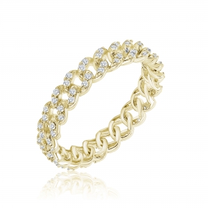 Anillos linea premium, tipo eslabonado, pavee, amarillo