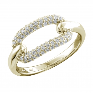 Anillo linea premium, centro oval pavee, amarillo