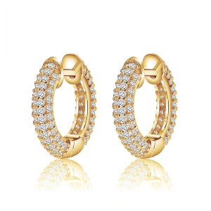 Par aros linea premium, argollas, pavee, amarillas
