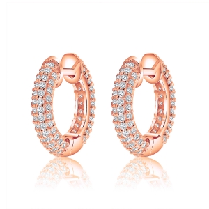 Par aros linea premium, argollas, pavee, rosadas