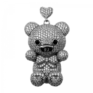 Colgante oso pavee rodio negro